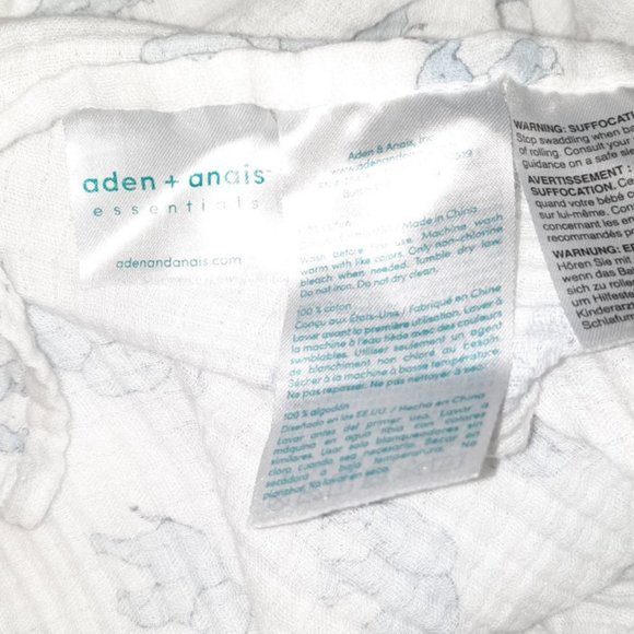 Aden + Anais Blue Elephant Flags White Muslin Swaddle Baby Blanket 42" X 42" - Picture 4 of 4